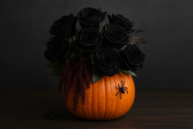 Black Rose Pumpkin Vases